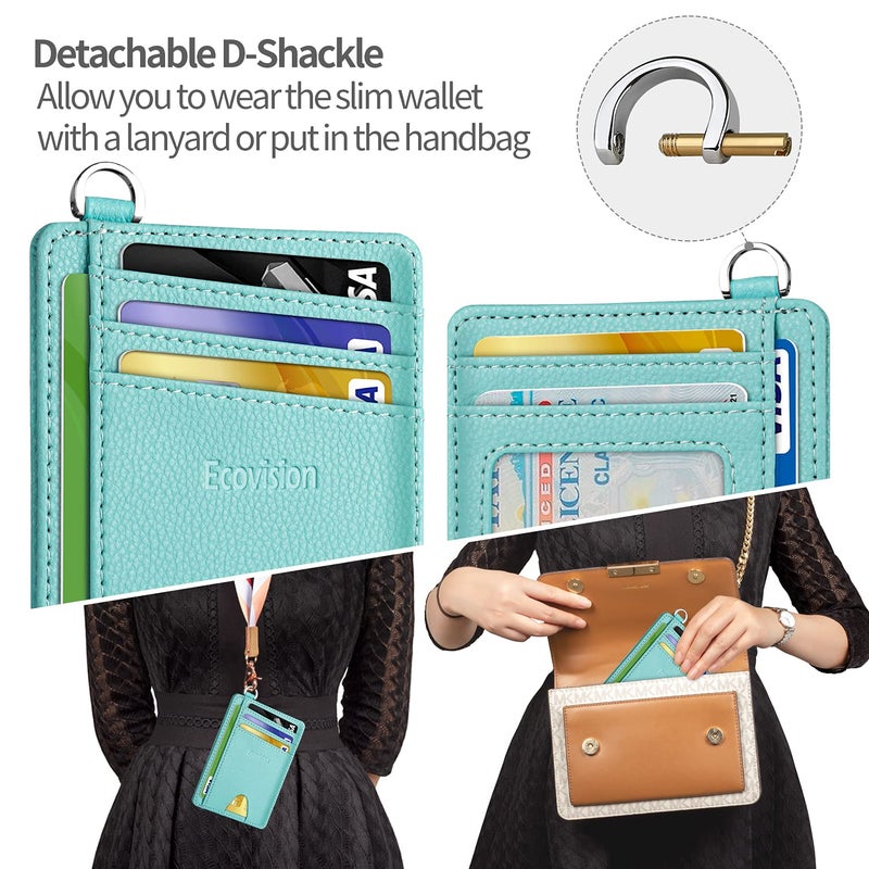 EcoVision Slim Minimalist Front Pocket Wallet, RFID Blocking Credit Card Holder Wallet with Detachable D-Shackle for Men Women - Image 3